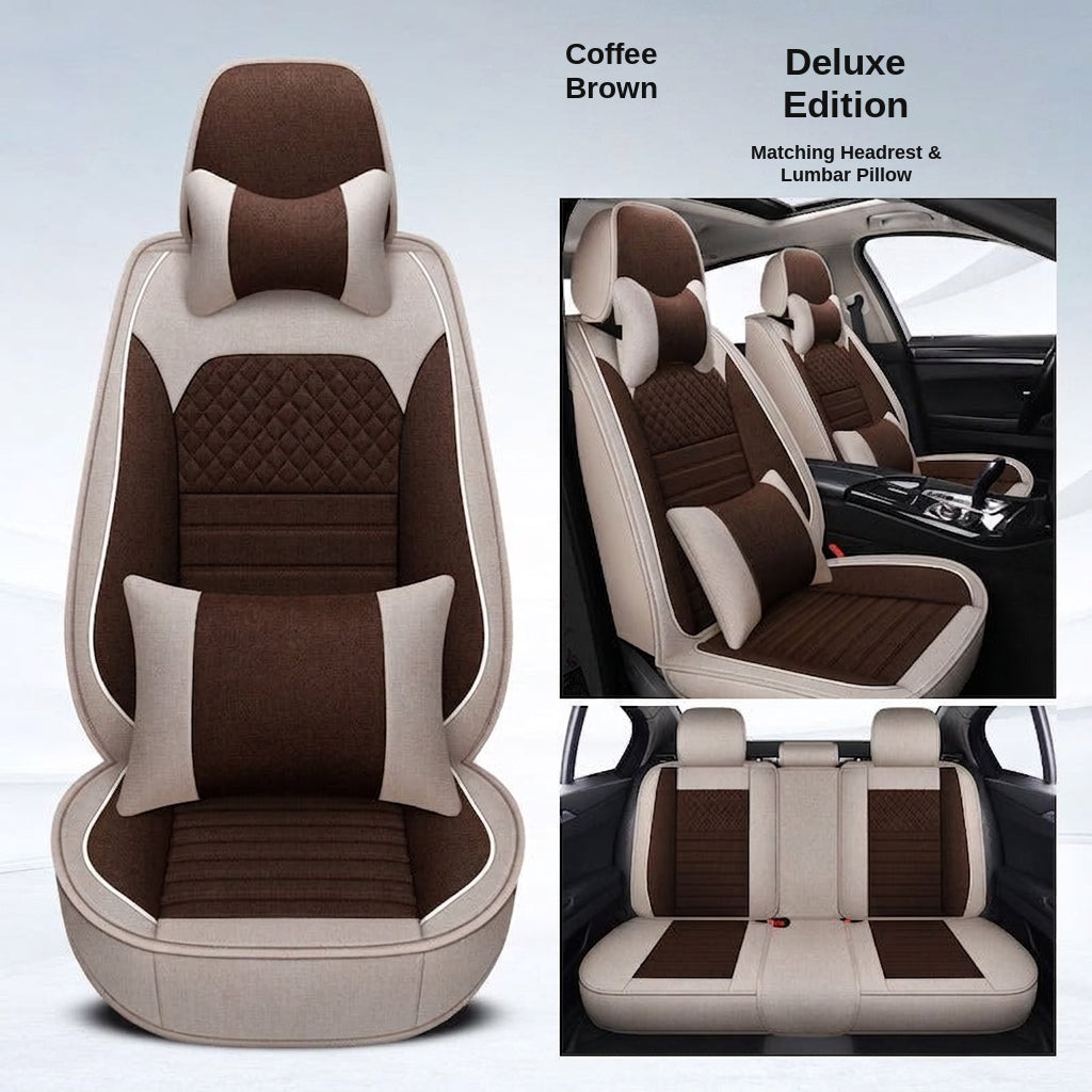 All-season universal full-coverage car seat covers, full-coverage spring and winter linen fabric art car covers, seat covers, and car cushion covers