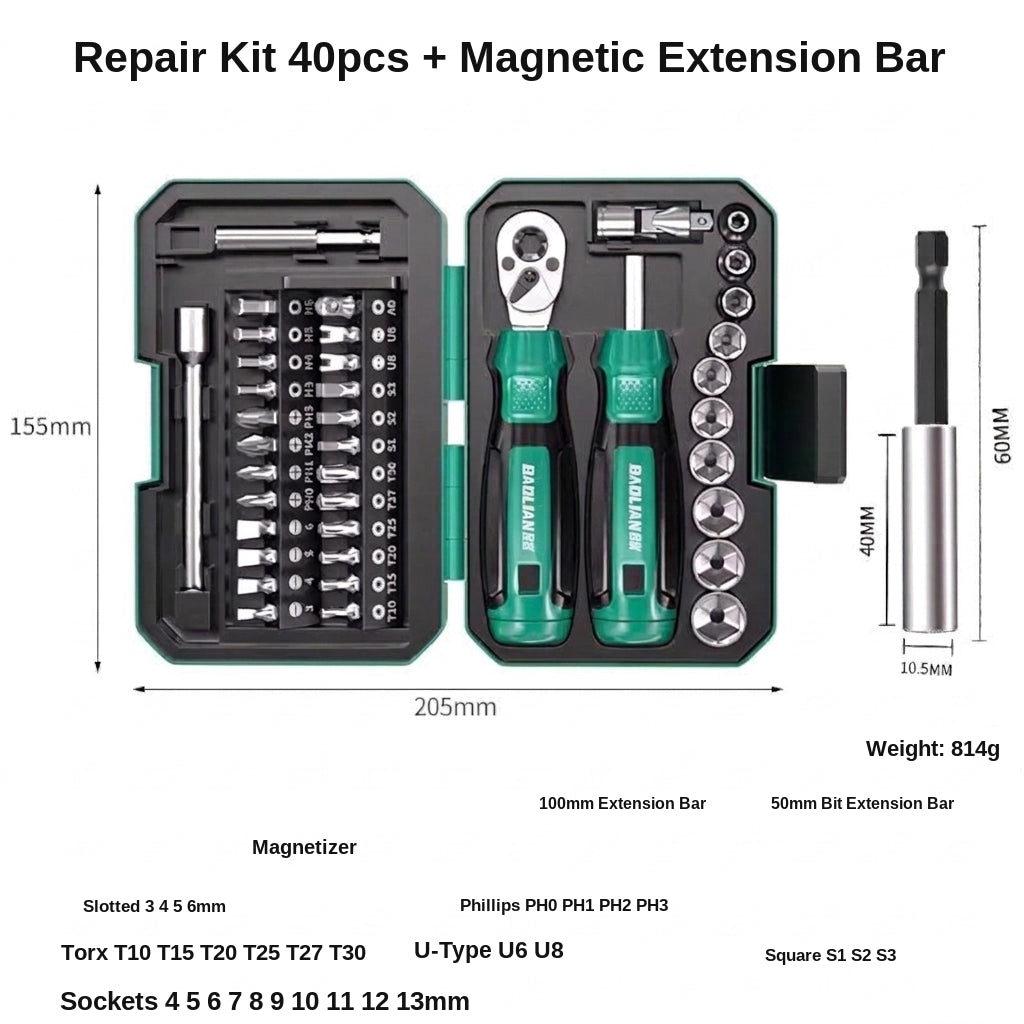 Screwdriver set, motorcycle bike repair tool, repair socket, ratchet wrench, rider tool kit