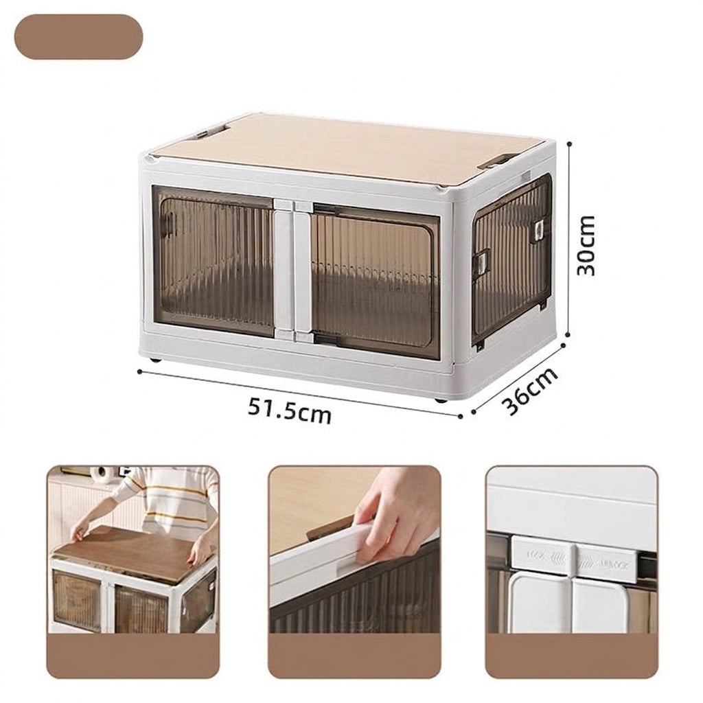 Outdoor camping and picnic folding storage box Car storage wooden cover car trunk multi-functional sorting box