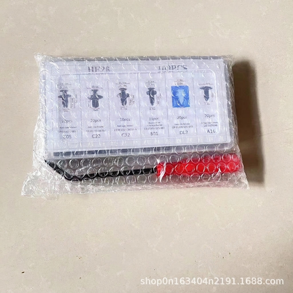 Domestic trade and foreign trade 100PCS car general boxed buckle combination set door panel nylon wheel eyebrow clamp HE26