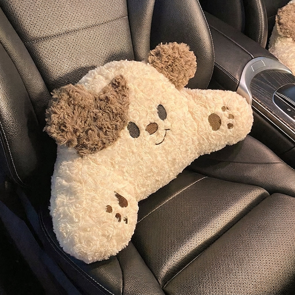 Car headrest, neck pillow, a pair of female driver pillows, cute dogs, car cushions, car seats, lumbar and neck pillows