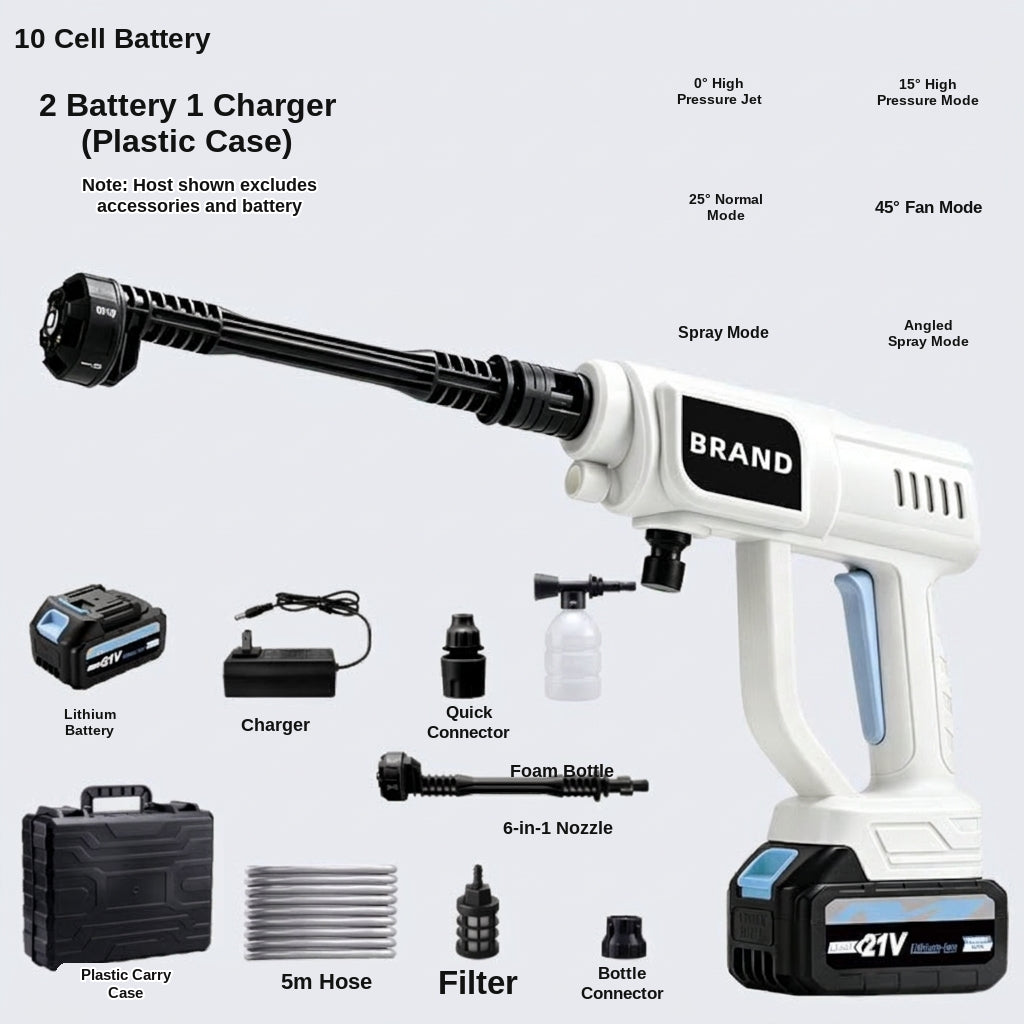 Cross-border lithium battery wireless car wash water nozzle, high-pressure, high-power car wash tool, home portable car tool