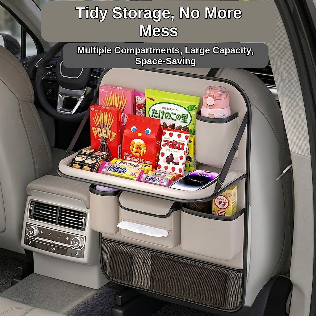 Car seatback storage bag, hanging bag, car front seat, rear seat shelf, small table, and in-car artifact
