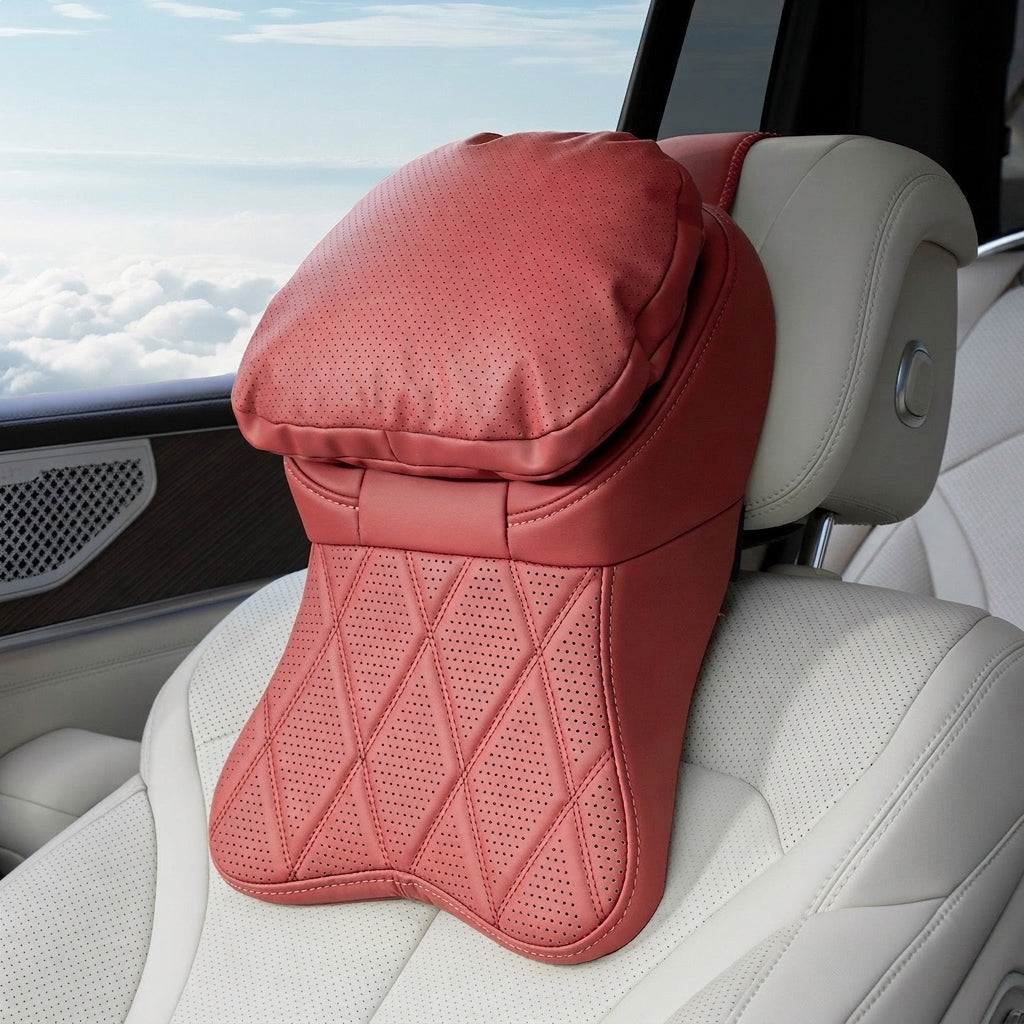 Car anti-stain leather headrest cushion lumbar cushion for driving seats, pillows for cervical spine, neck, and high-end neck pillows for car use