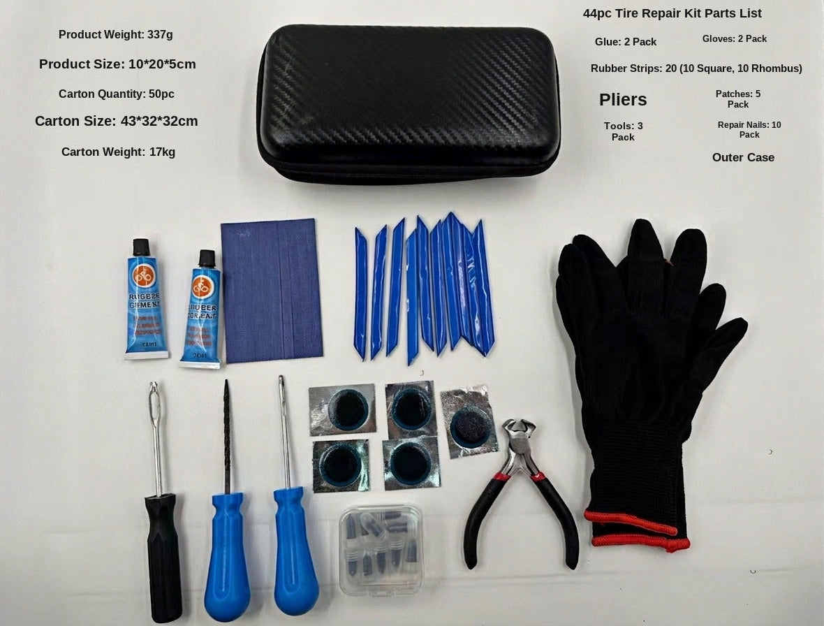 Car Emergency Tire Repair Kit, 27-Piece