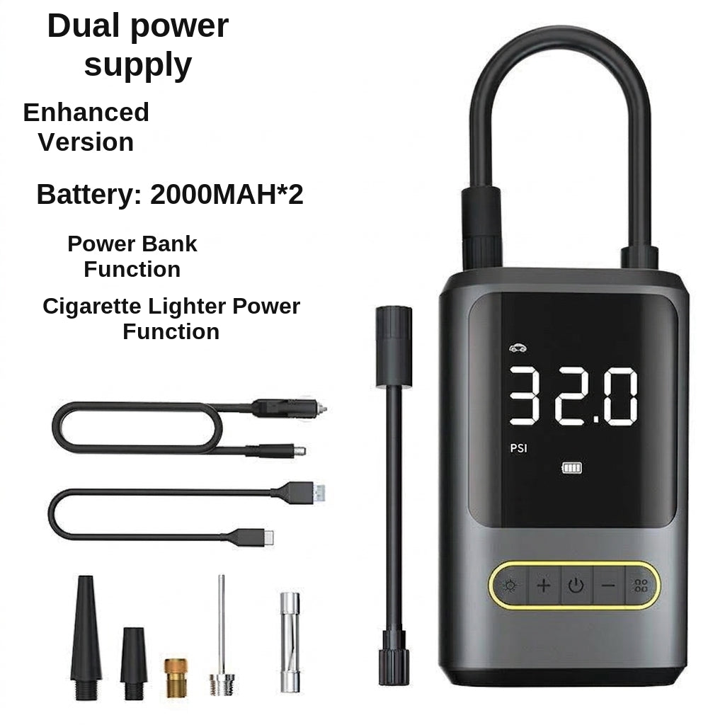 Mini portable car inflator pump bicycle electric tire pump air pump handheld wireless charging digital display