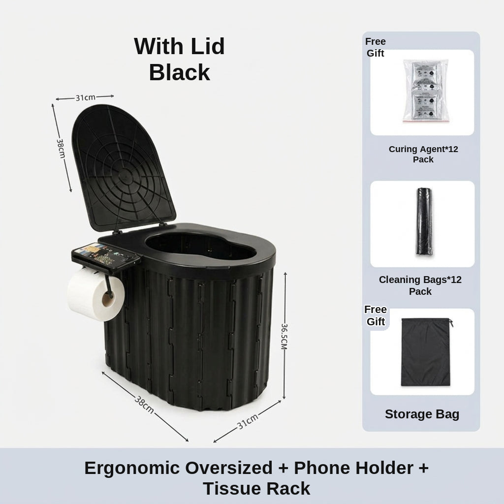 2025 New Model Raised Outdoor Folding Toilet with Lid Portable Car Mobile Toilet Travel Camping Toilet