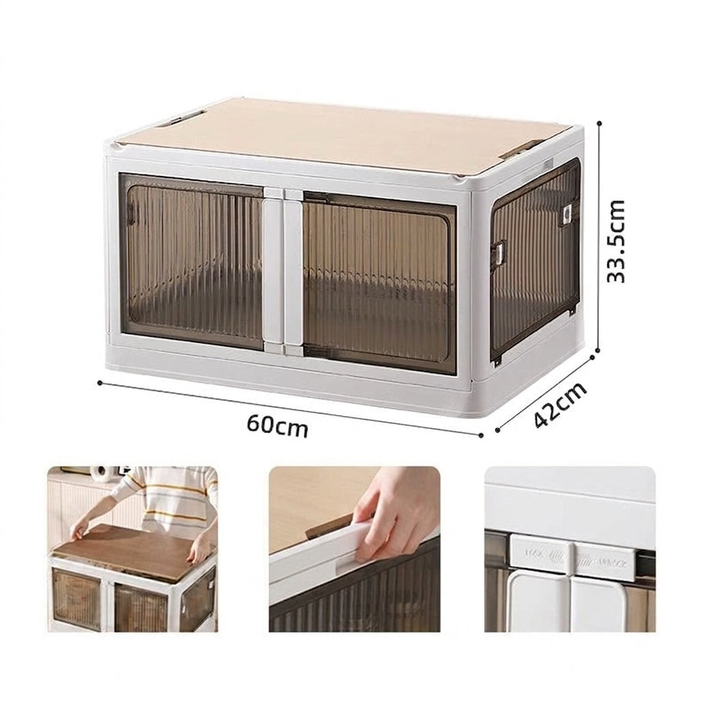 Outdoor camping and picnic folding storage box Car storage wooden cover car trunk multi-functional sorting box