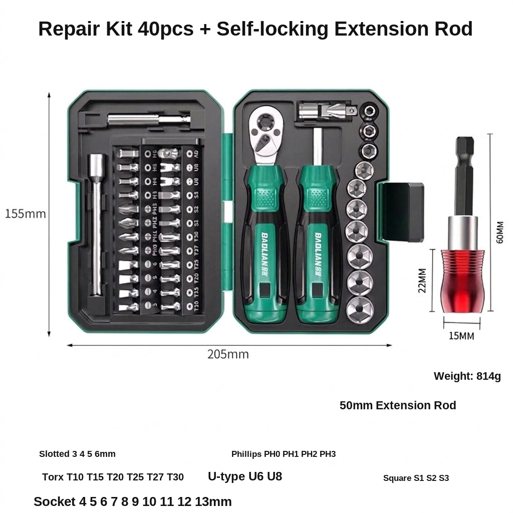 Screwdriver set, motorcycle bike repair tool, repair socket, ratchet wrench, rider tool kit