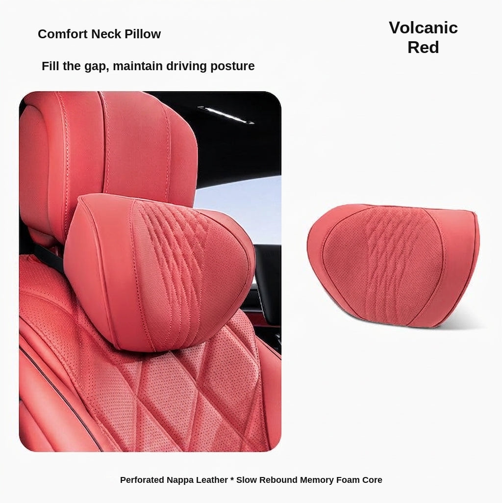 Summer breathable memory foam car headrest lumbar support premium car seat pillow car leather neck support pillow