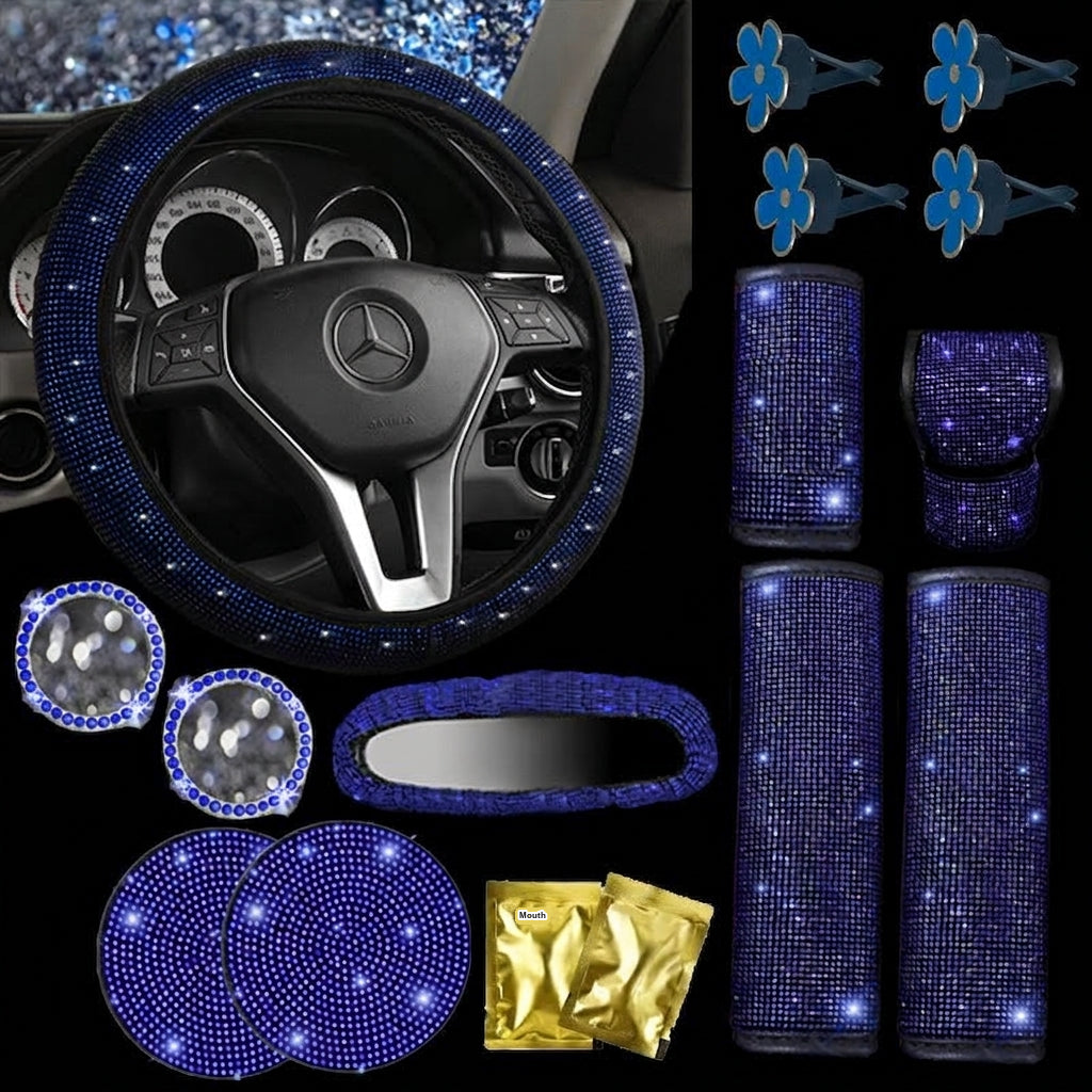 Cross-border car full-diamond seatbelt shoulder pads, rhinestone seatbelt covers, colored diamonds, black diamonds, car inlay interior sets