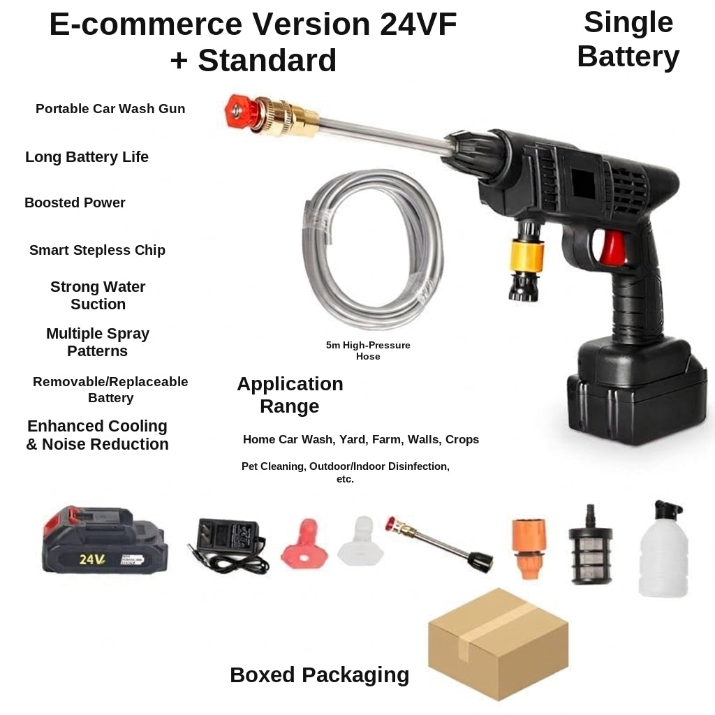 Car water gun, household electric car washer, rechargeable car wash gun, universal wireless high-power high-pressure car wash water gun