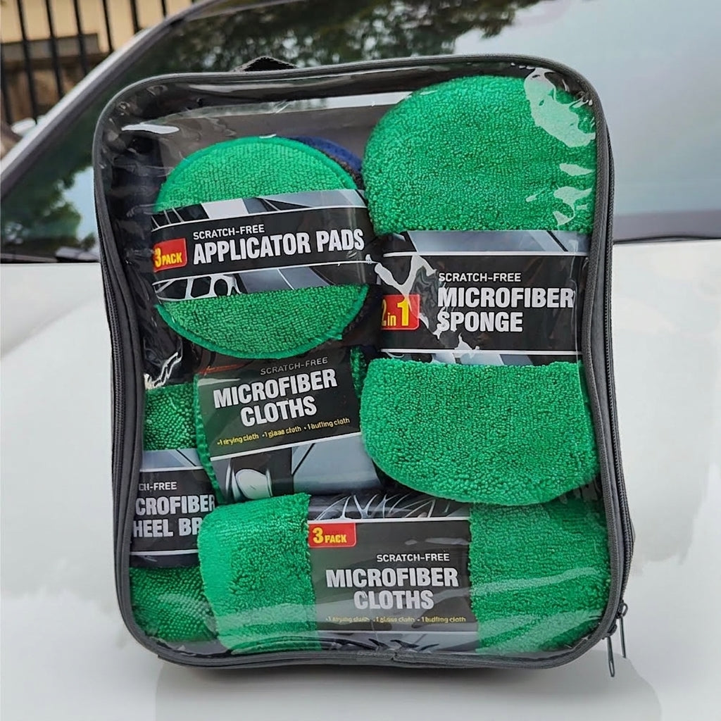 Car Wash 9 Piece Set Car Towel Home Car Beauty Cleaning Gloves Towel Wipes Waxing Sponge Wheel Brush