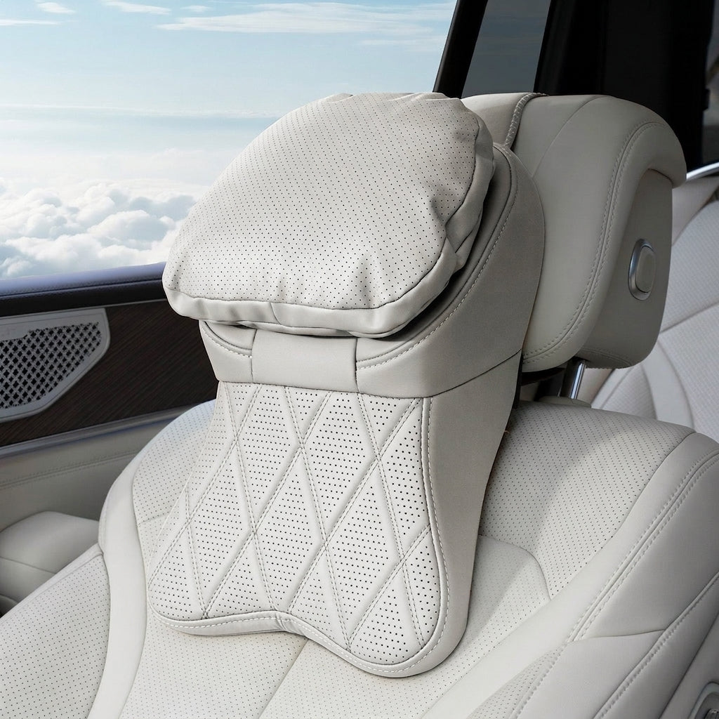 Car anti-stain leather headrest cushion lumbar cushion for driving seats, pillows for cervical spine, neck, and high-end neck pillows for car use