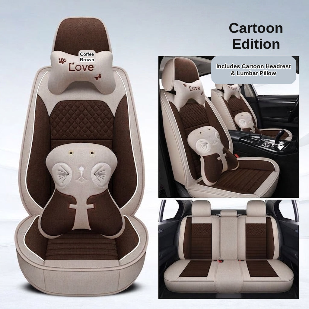 All-season universal full-coverage car seat covers, full-coverage spring and winter linen fabric art car covers, seat covers, and car cushion covers