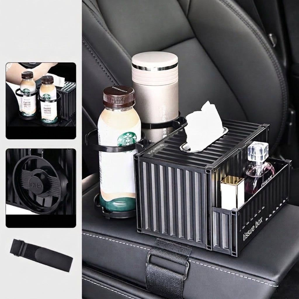Car tissue box, armrest box, multifunctional water cup holder, storage box, creative and simple car interior sundries storage box