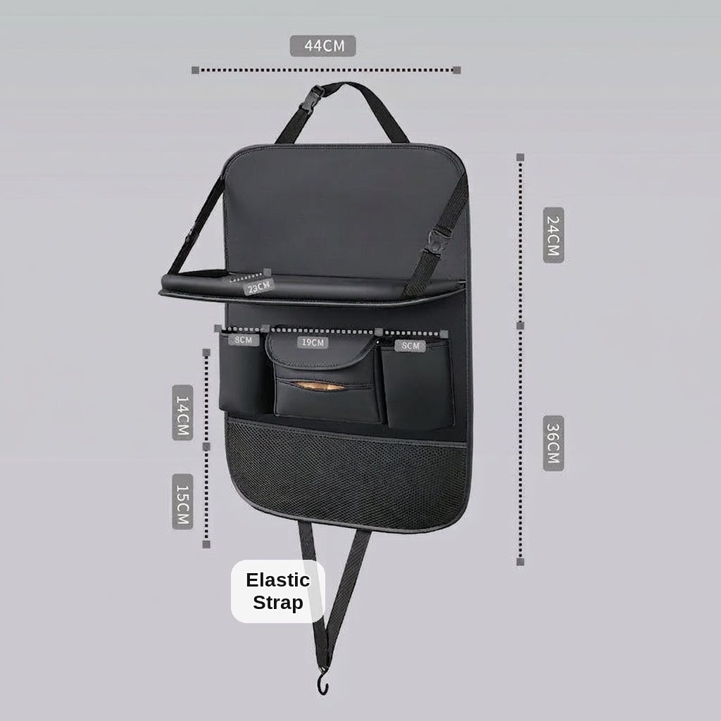 Car seat back storage bag, leather rear storage box, dining table model car seat back hanging bag, anti-kick mat