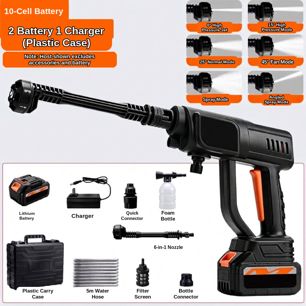 Cross-border lithium battery wireless car wash water nozzle, high-pressure, high-power car wash tool, home portable car tool