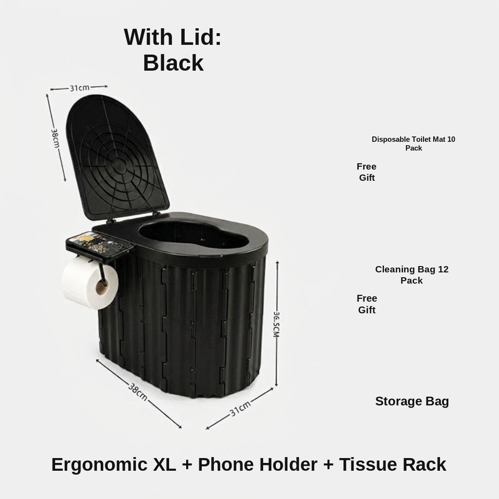 2025 New Model Raised Outdoor Folding Toilet with Lid Portable Car Mobile Toilet Travel Camping Toilet