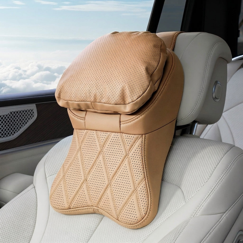 Car anti-stain leather headrest cushion lumbar cushion for driving seats, pillows for cervical spine, neck, and high-end neck pillows for car use