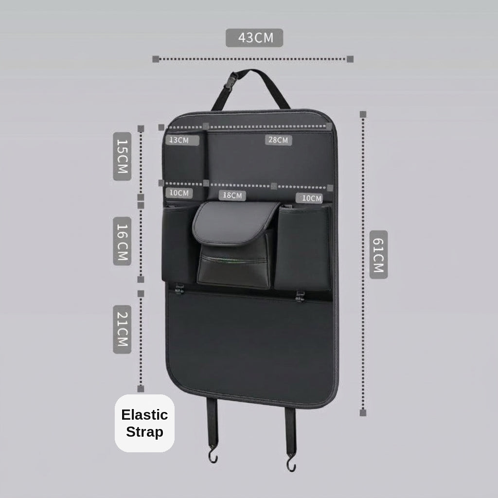 Car seat back storage bag, leather rear storage box, dining table model car seat back hanging bag, anti-kick mat