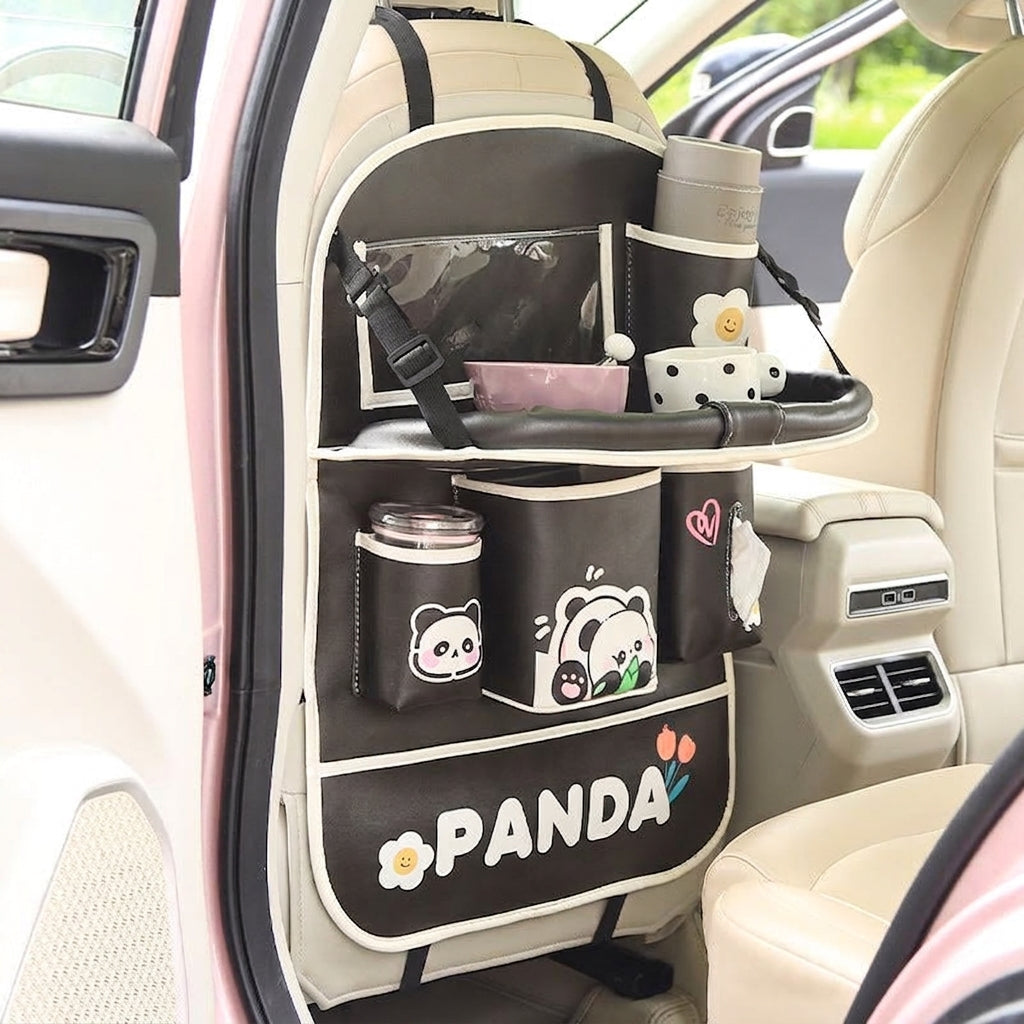 Car multifunctional seat back storage bag, anti-kick pad, convenient cartoon cute tissue box, tissue storage bag, storage box