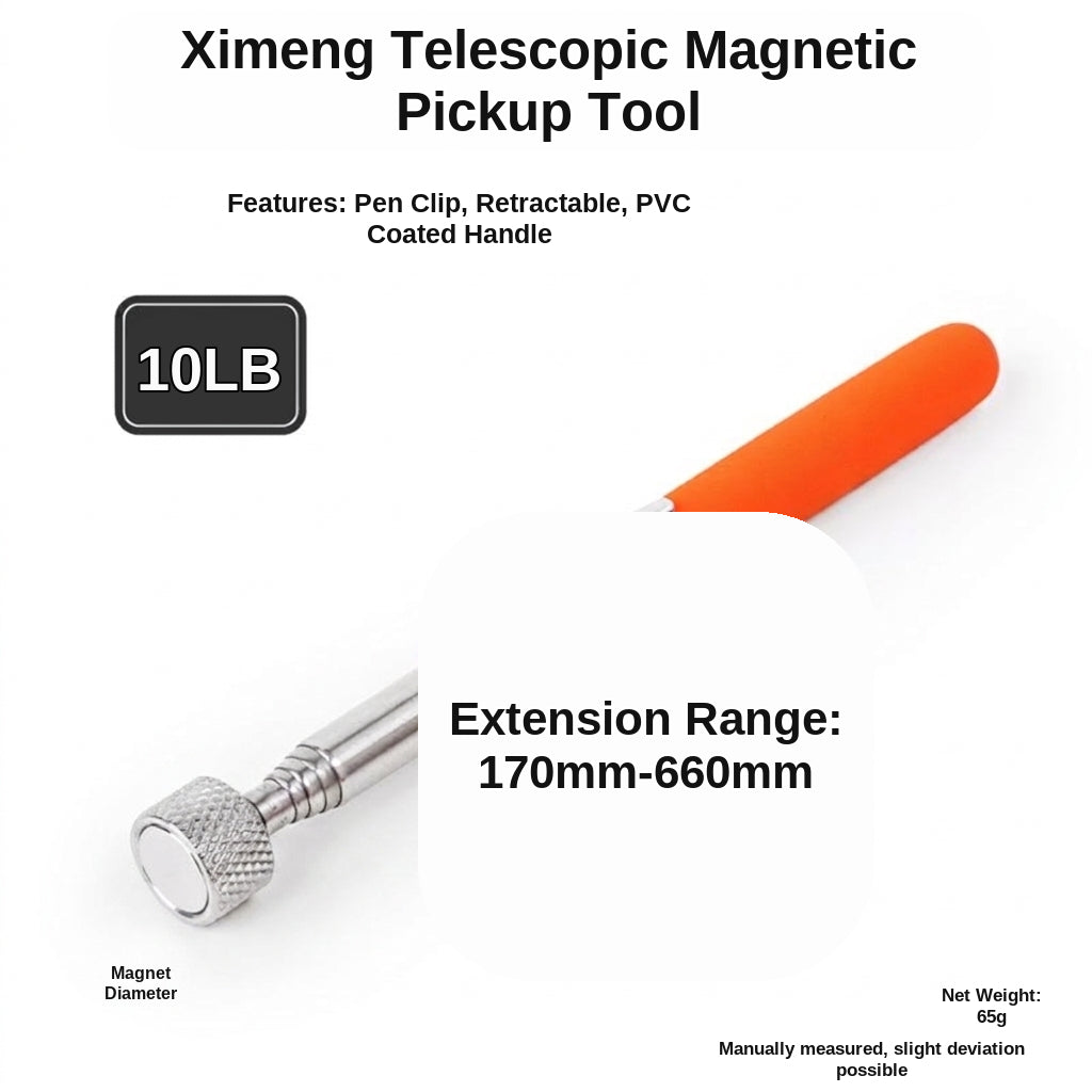 8LB Pickup Retractable Magnetic Suction Rod with Light Magnetic Rod Auto Repair Tool Metal Picker Suction Rod