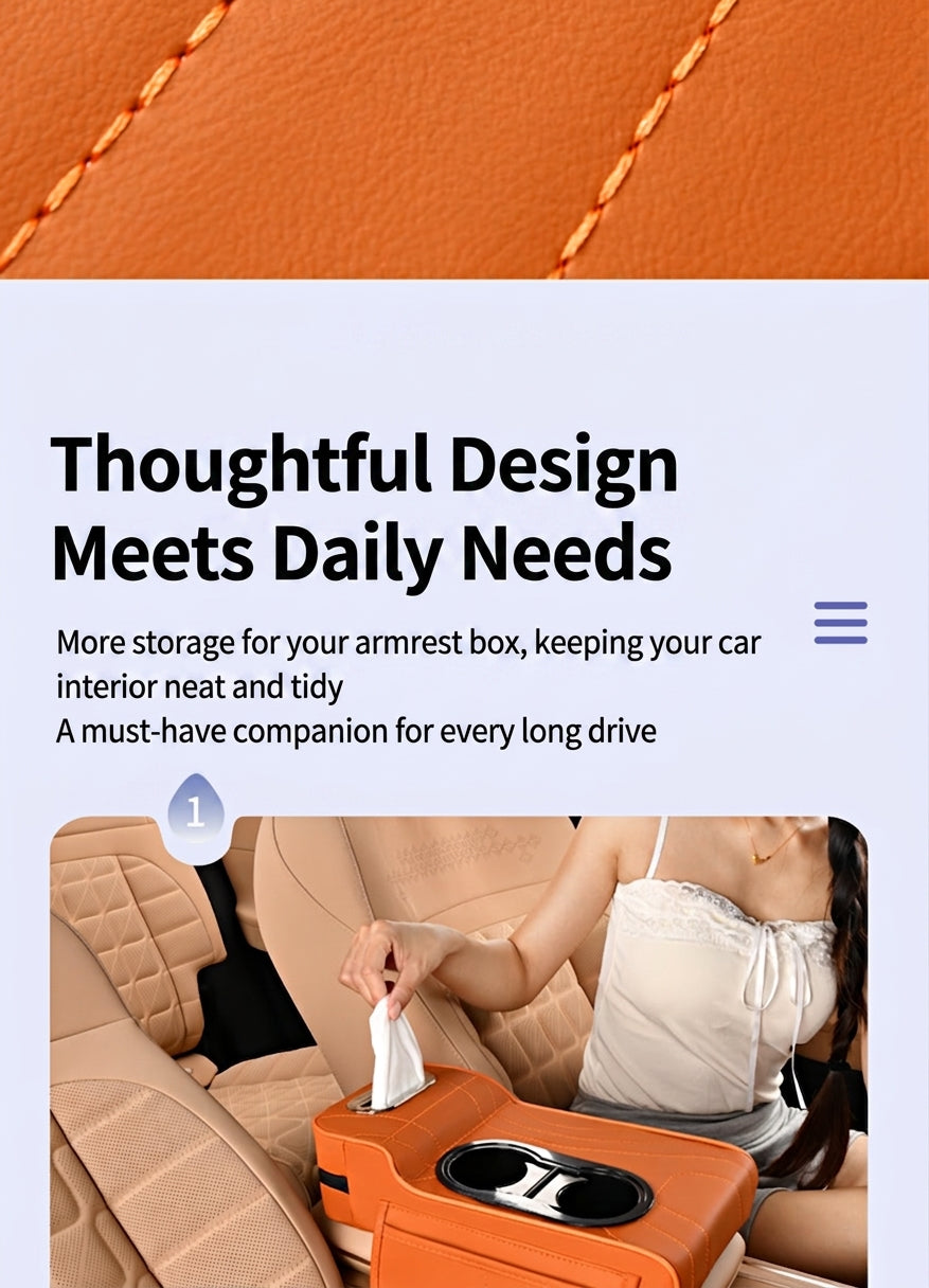 2025 New Central Car Armrest Box Height Pad Cover Protective Cover Double Cup Holder Premium Leather Car Accessories