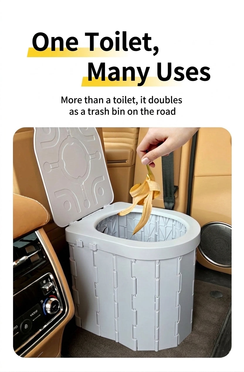 Portable Folding Toilet with Lid for Car Travel
