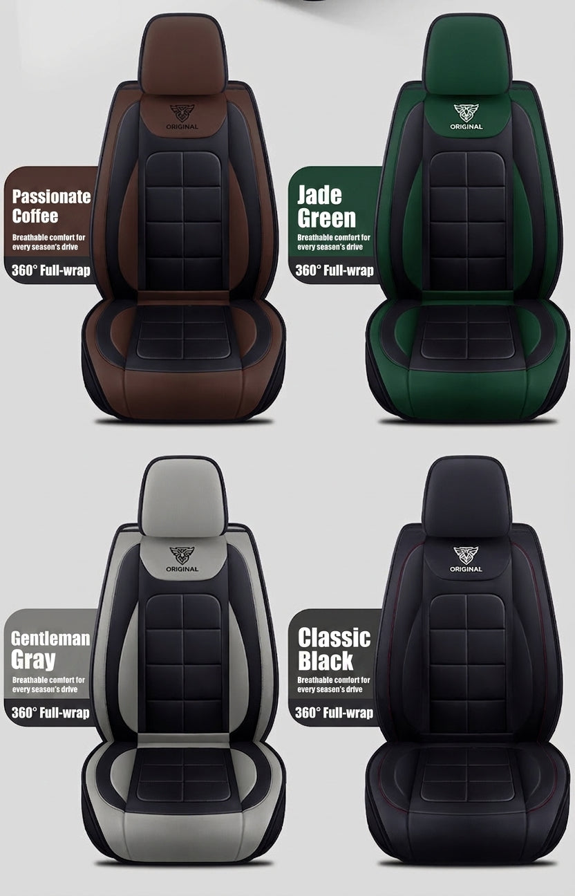The five-seater car seat cushion is fully surrounded by the all-season universal leather seat cover, which is wear-resistant, dirt-resistant and breathable
