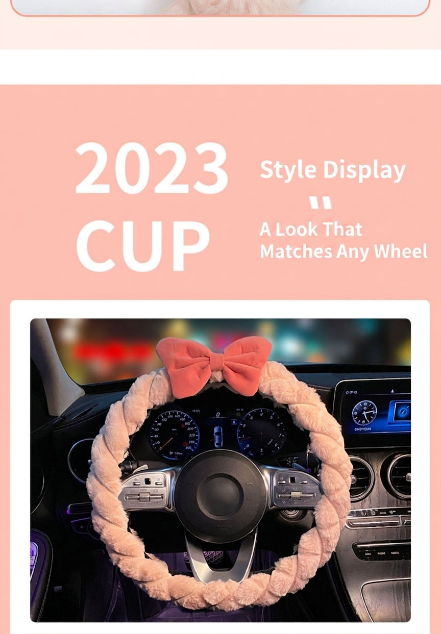 2025 New Car Steering Wheel Cover for Winter, Women's Non-slip Warm, All-Season Universal Winter Plush Handlebar Cover, Winter