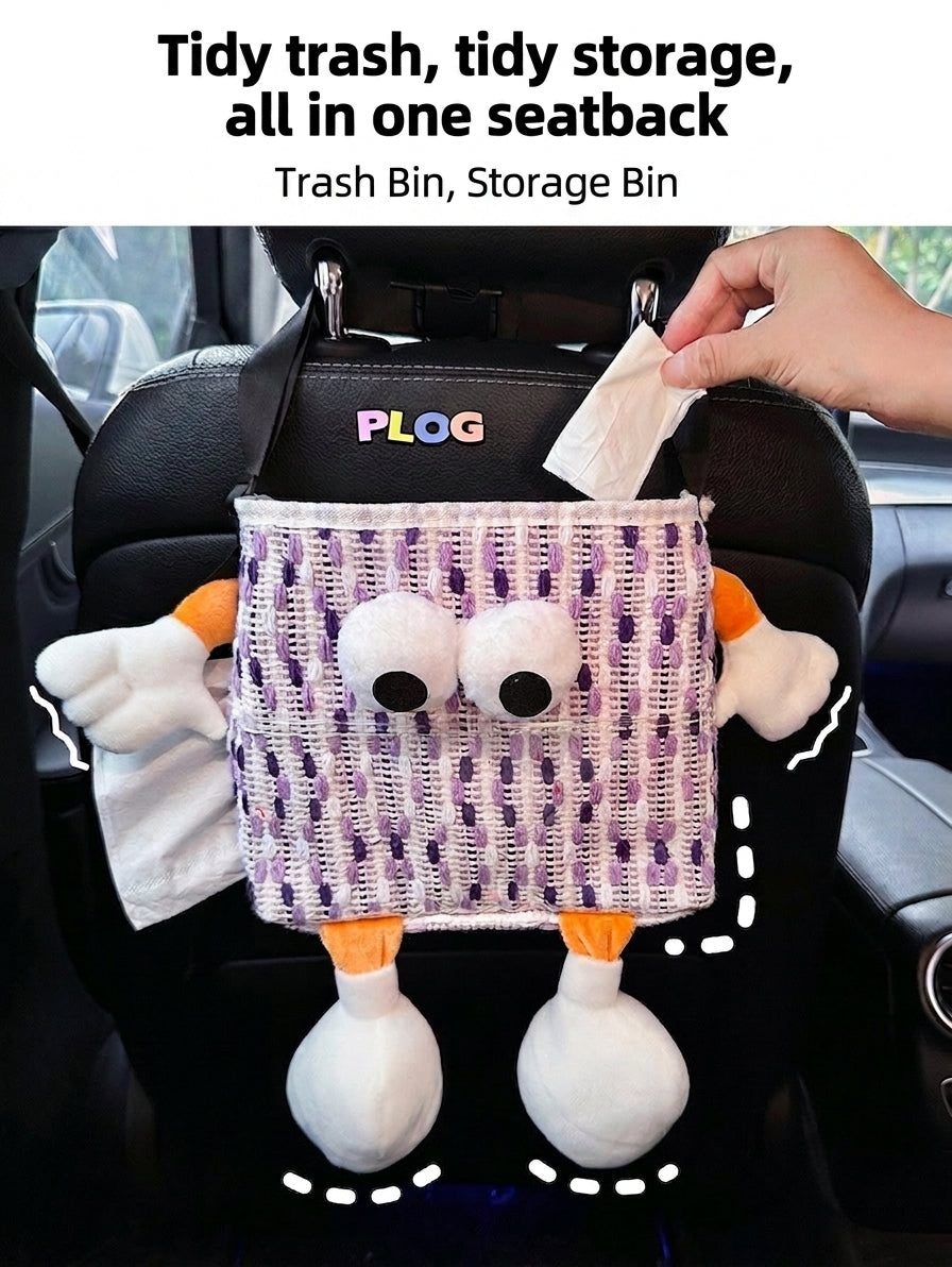 Car trash bin, waterproof two-in-one storage box for car seatbacks, plastic storage container for automotive supplies