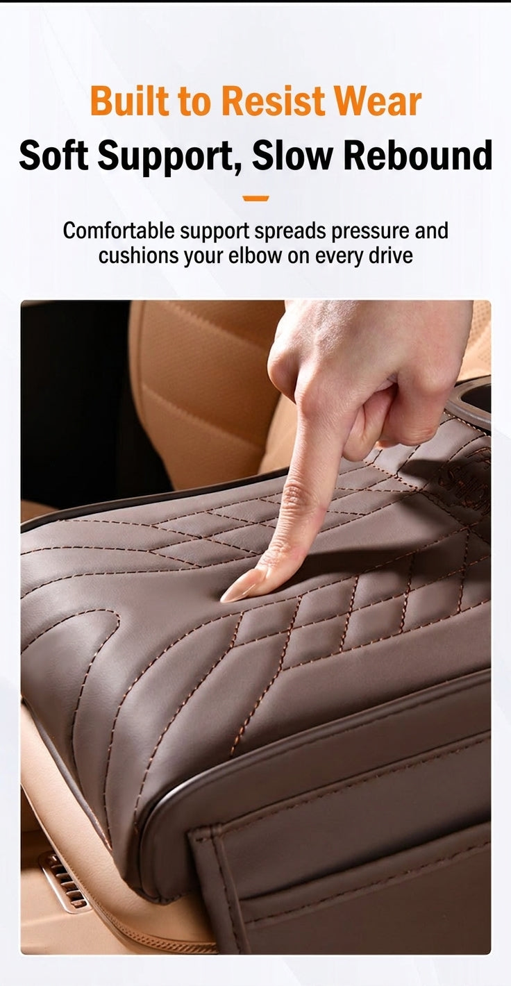 Multi-functional car armrest box water cup holder heightened central protective cover car tissue box supplies storage mat