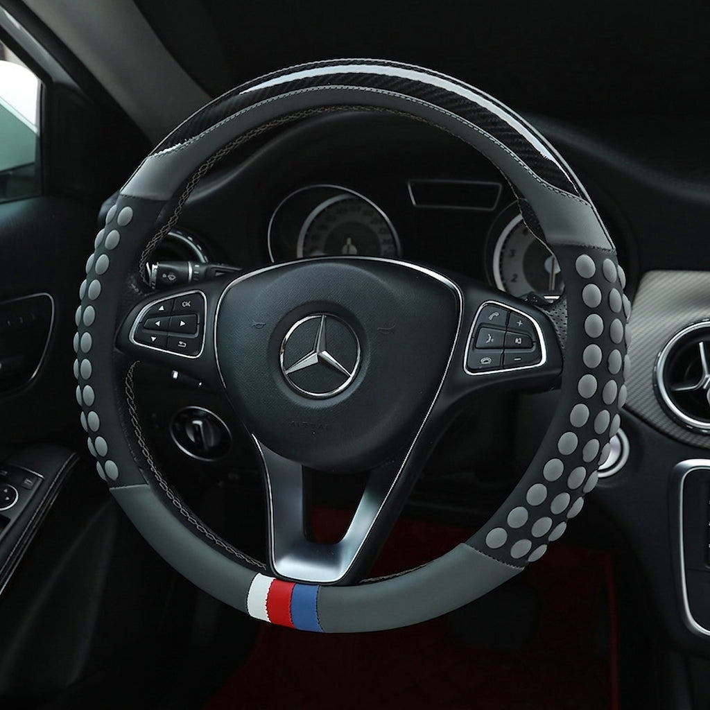 Non-slip sweat-wicking car handlebar covers, colorful carbon fiber leather, fashionable trendy brand steering wheel covers, car GM Amazon