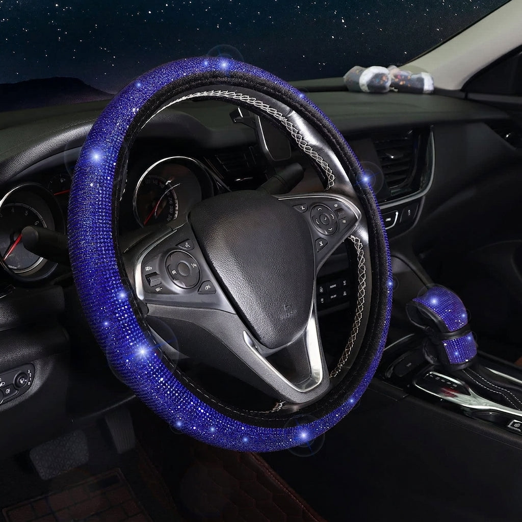 Car steering wheel cover, diamond-shaped new all-season universal seatbelt cover, multi-piece coaster steering wheel protective cover