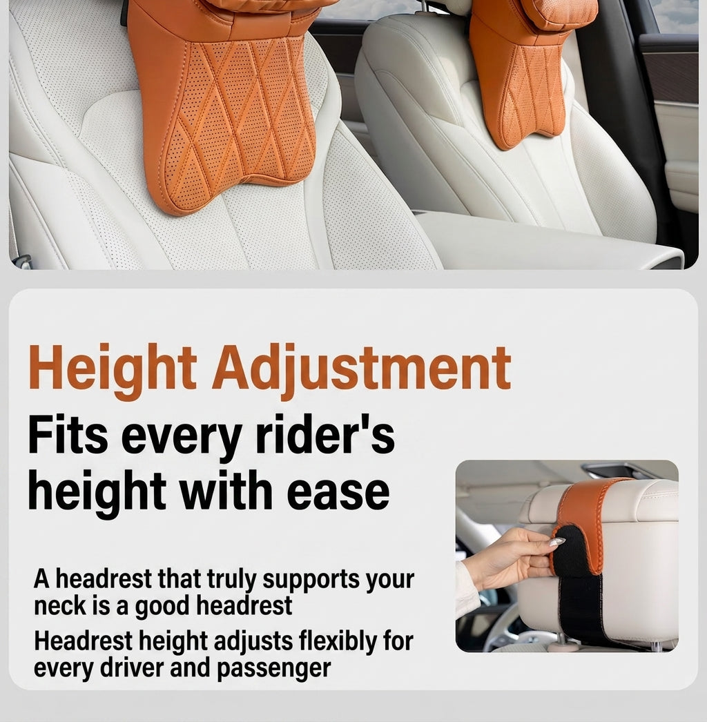 Car anti-stain leather headrest cushion lumbar cushion for driving seats, pillows for cervical spine, neck, and high-end neck pillows for car use