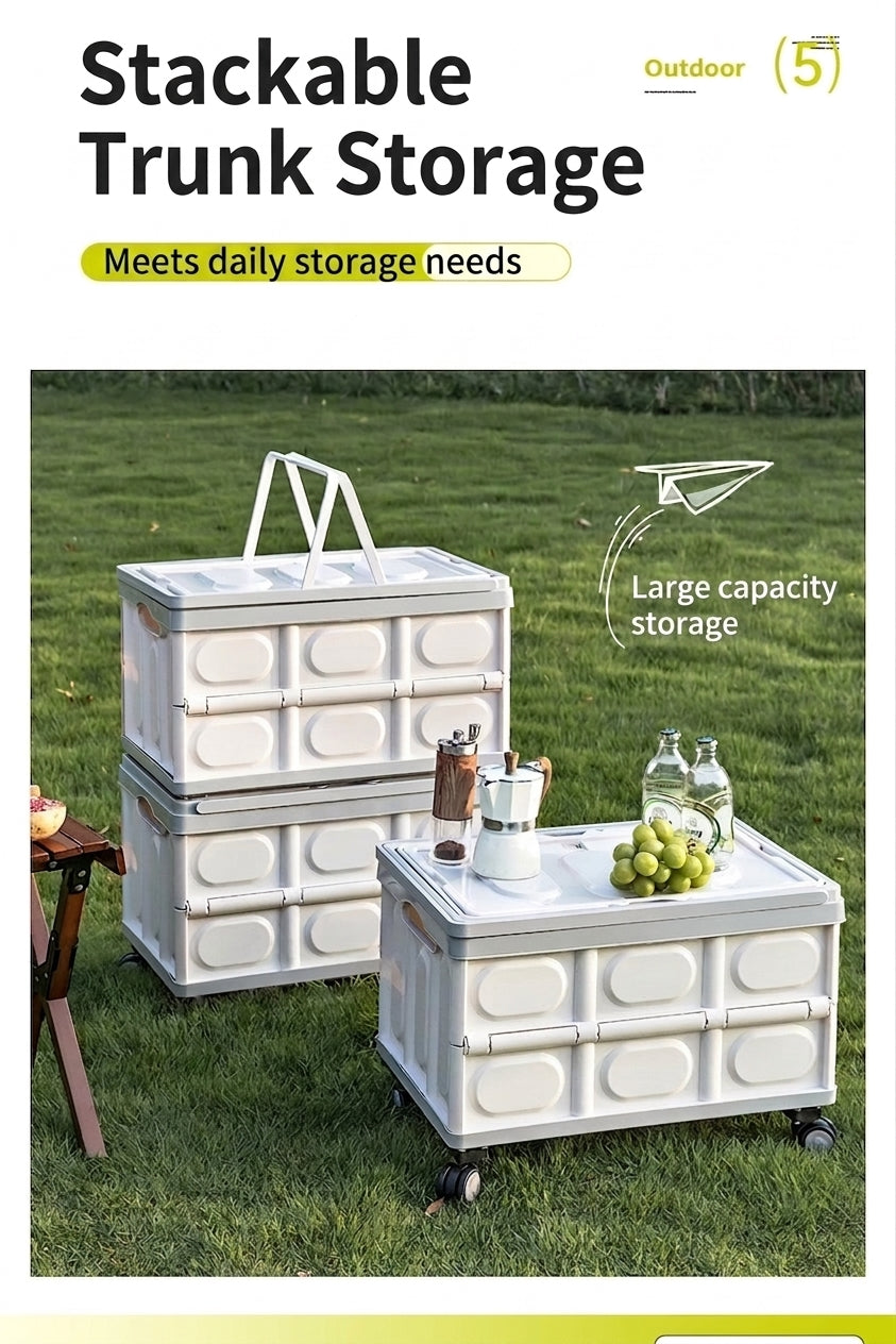 Outdoor foldable storage box, car trunk storage box, multifunctional camping picnic hand-carry basket, picnic storage box