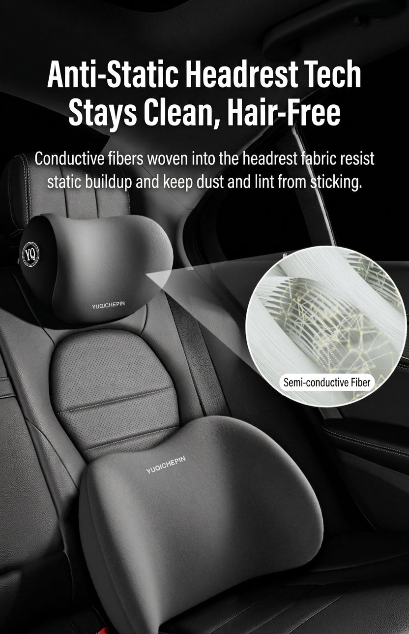 Car neck headrest lumbar rest removable and washable breathable driver's seat waist rest memory foam car artifact headrest in the car