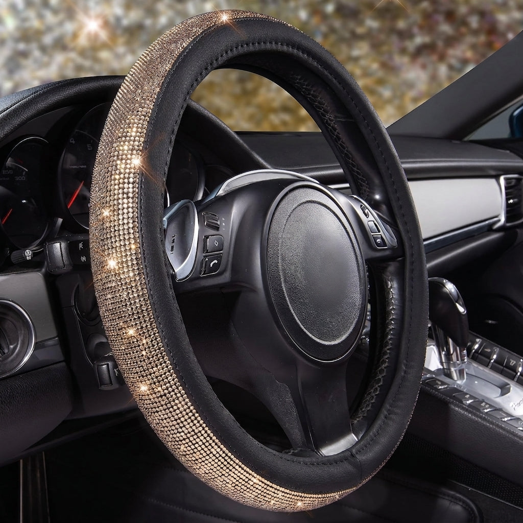 New car rhinestone fully rhinestone-hot rhinestone steering wheel, personalized handlebar cover, unisex steering wheel, Amazon