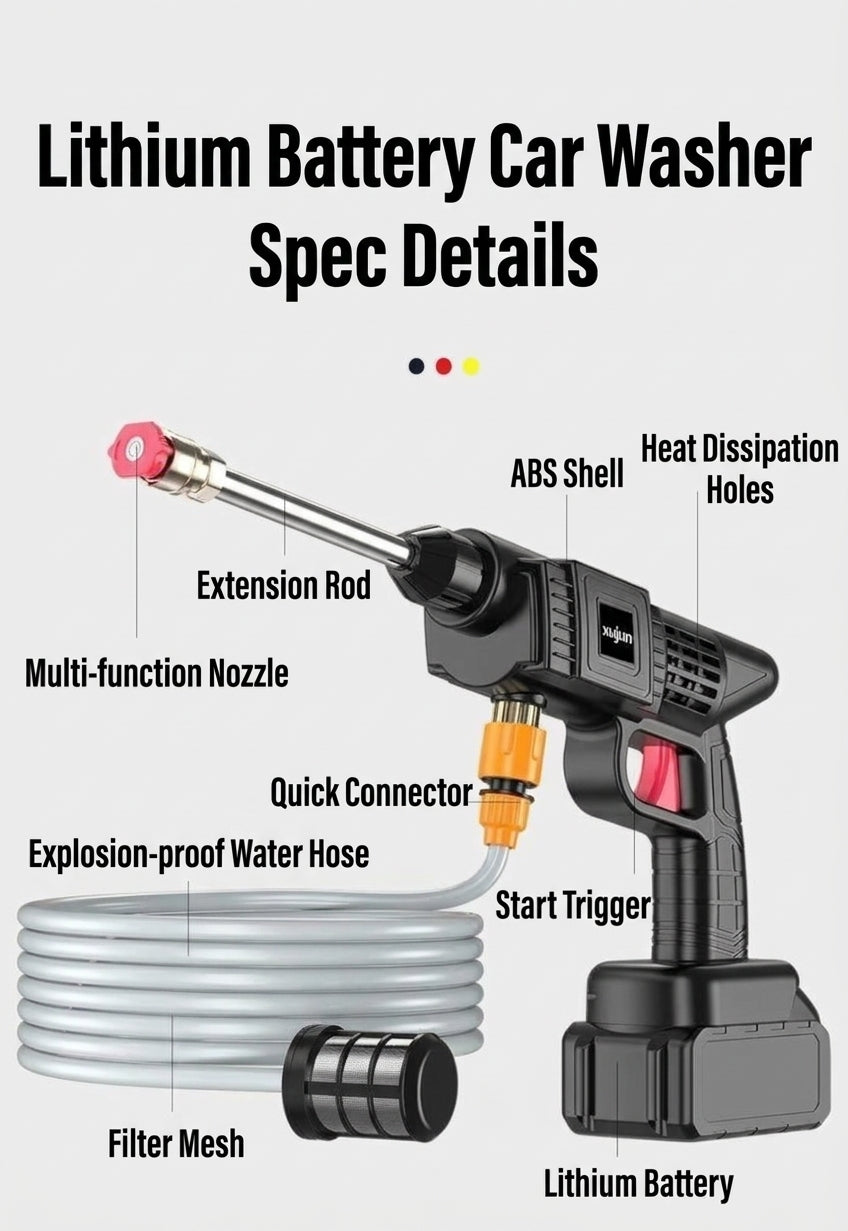 Car water gun, household electric car washer, rechargeable car wash gun, universal wireless high-power high-pressure car wash water gun