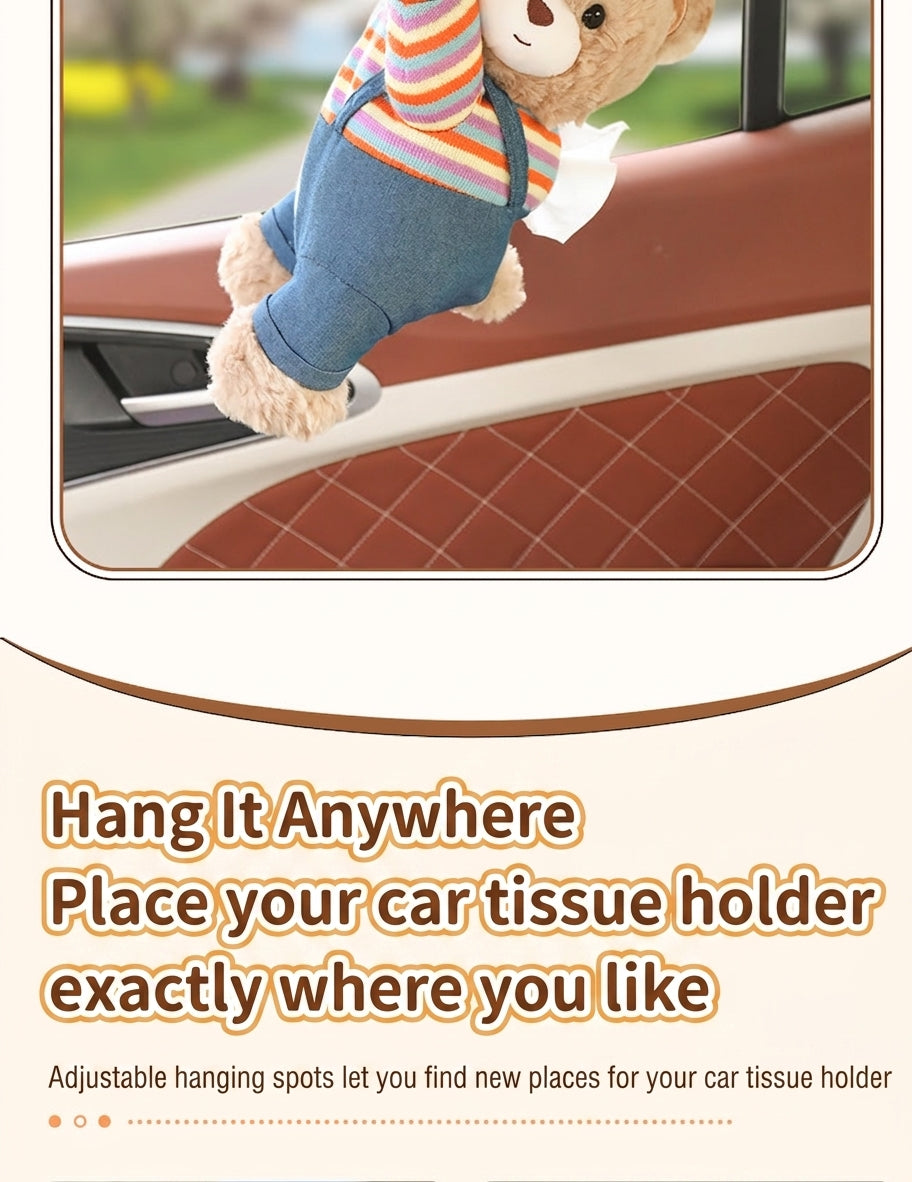 Car tissue box hanging car drawer box bear creative cute practical doll in the car tissue bag hanging bag