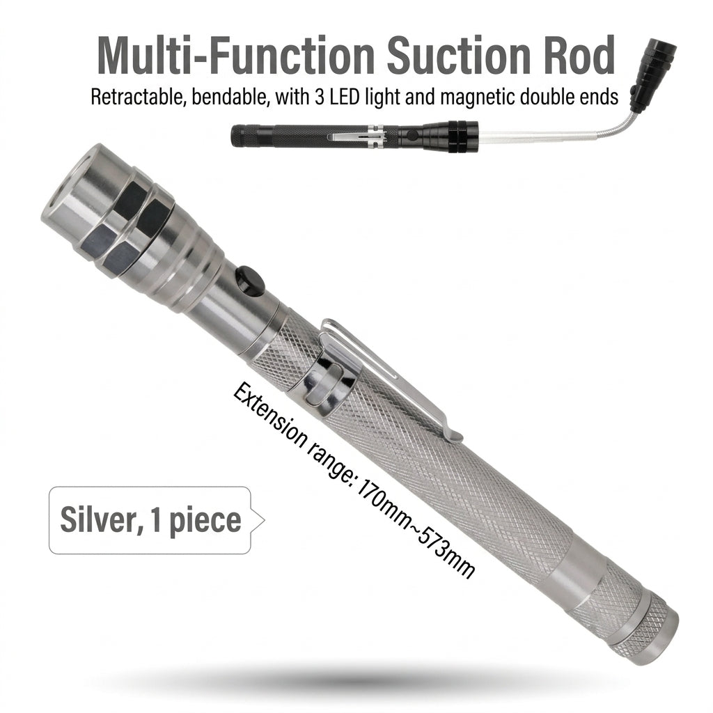8LB Pickup Retractable Magnetic Suction Rod with Light Magnetic Rod Auto Repair Tool Metal Picker Suction Rod
