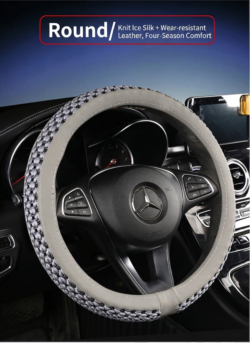 Factory direct sales of Ice Silk breathable non-slip steering wheel covers, all-season universal car handlebar covers, cross-border e-commerce Amazon