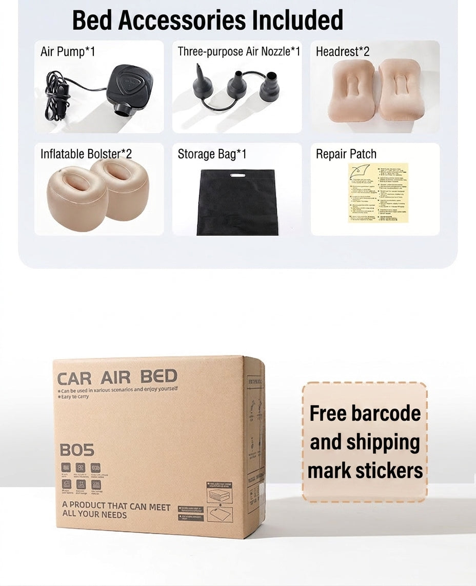 New car inflatable bed, 3:7 split children's sleeping bed, rear bed for sedans, SUVs, foldable outdoor universal travel bed