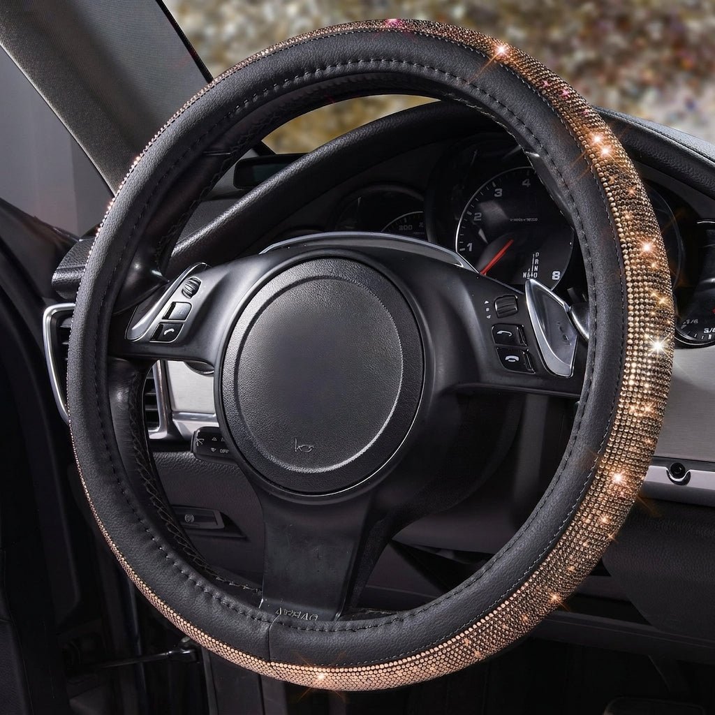 New car rhinestone fully rhinestone-hot rhinestone steering wheel, personalized handlebar cover, unisex steering wheel, Amazon