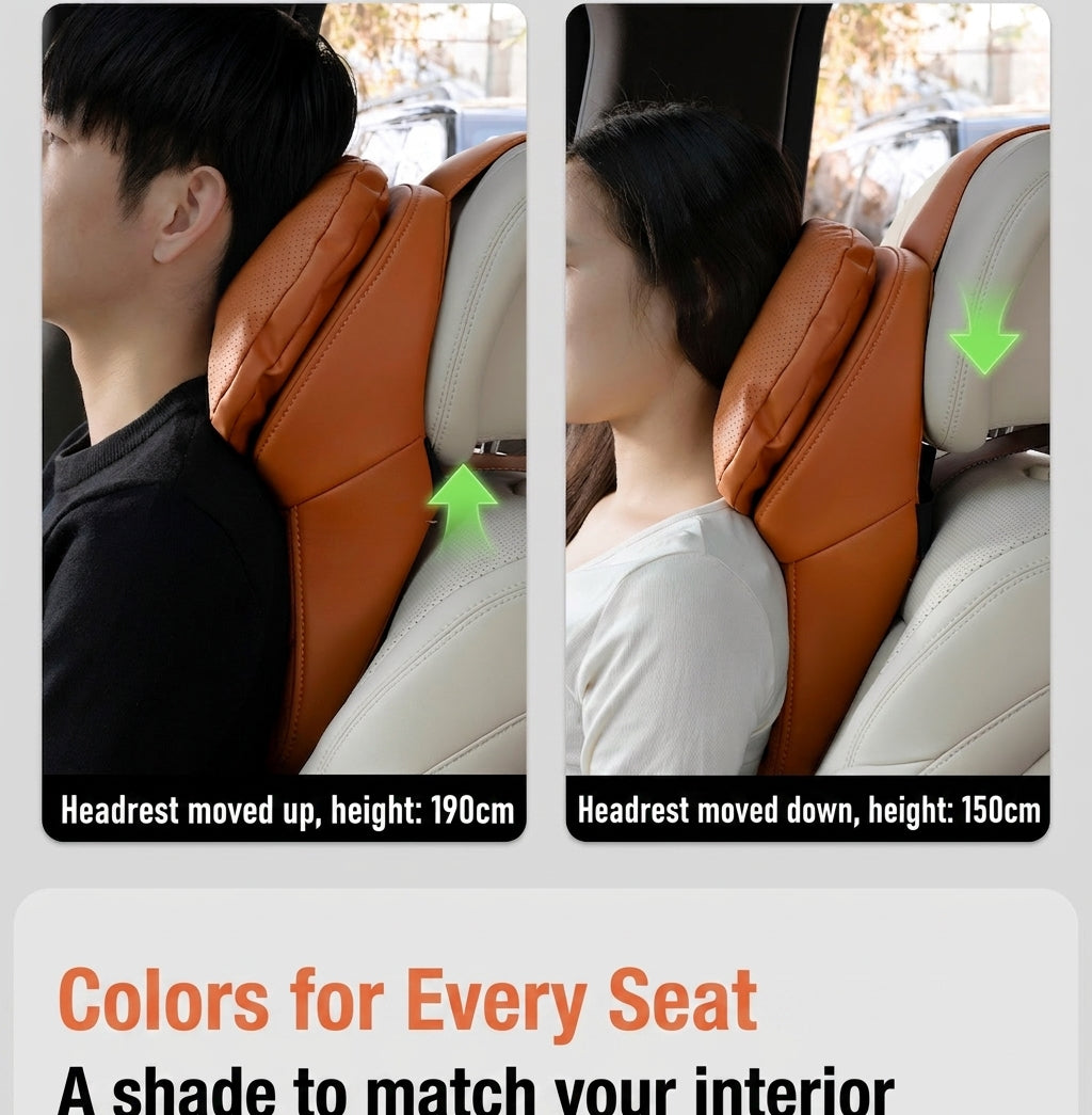 Car anti-stain leather headrest cushion lumbar cushion for driving seats, pillows for cervical spine, neck, and high-end neck pillows for car use