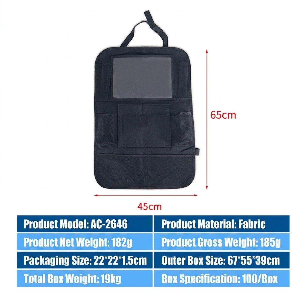 Cross-border best-selling car storage bags, multifunctional car seat back storage bags, waterproof foldable car storage bags