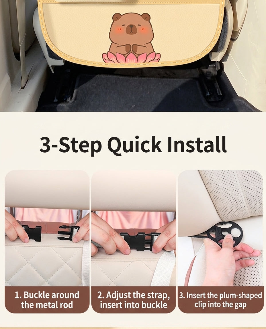 Car storage hanging bag, multifunctional creative cute car seat rear storage rack, tissue box inside car, trash bin
