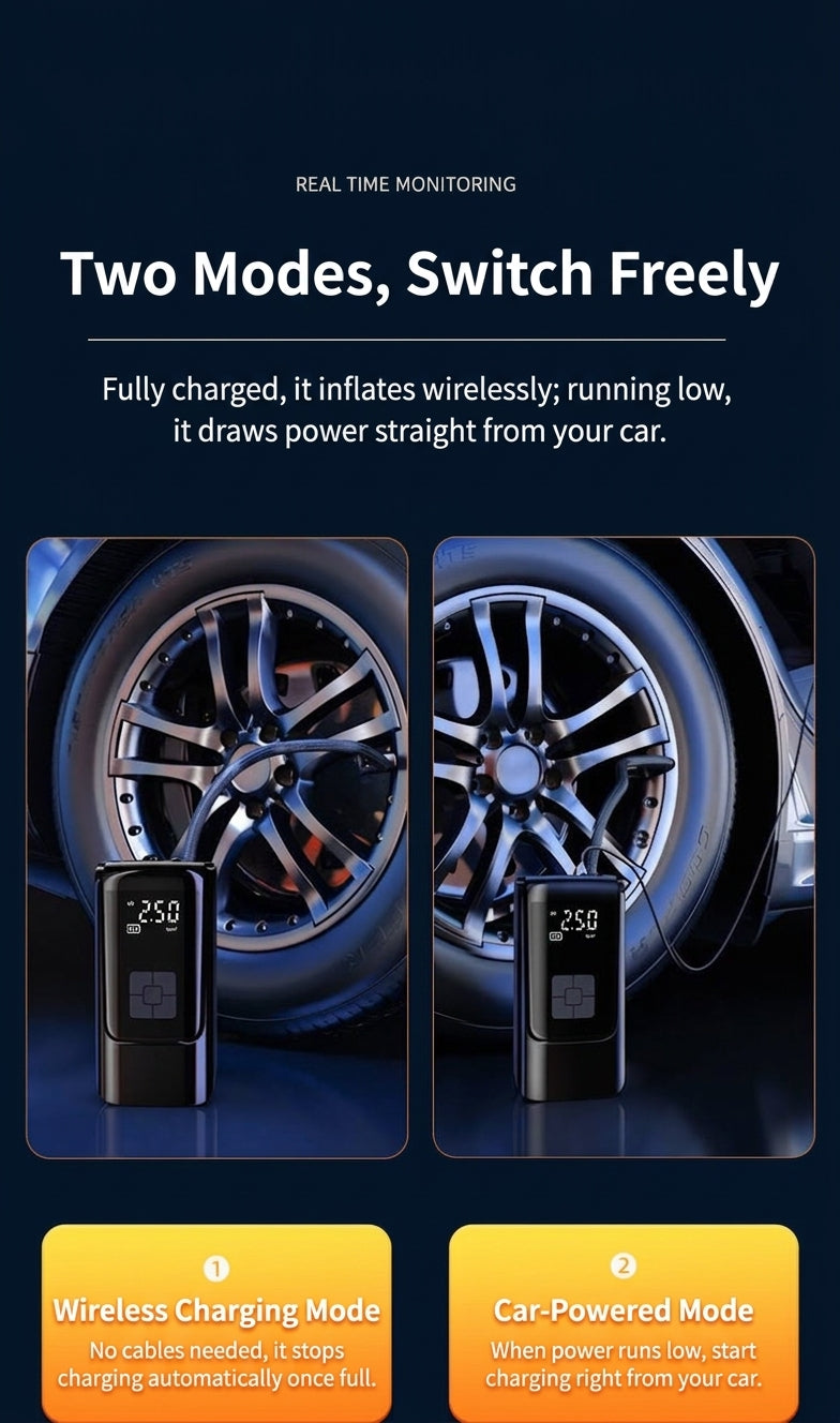 [Kuangjin Exclusive] Portable car, off-road vehicle, bicycle, onboard air pump, wireless dual-mode air pump