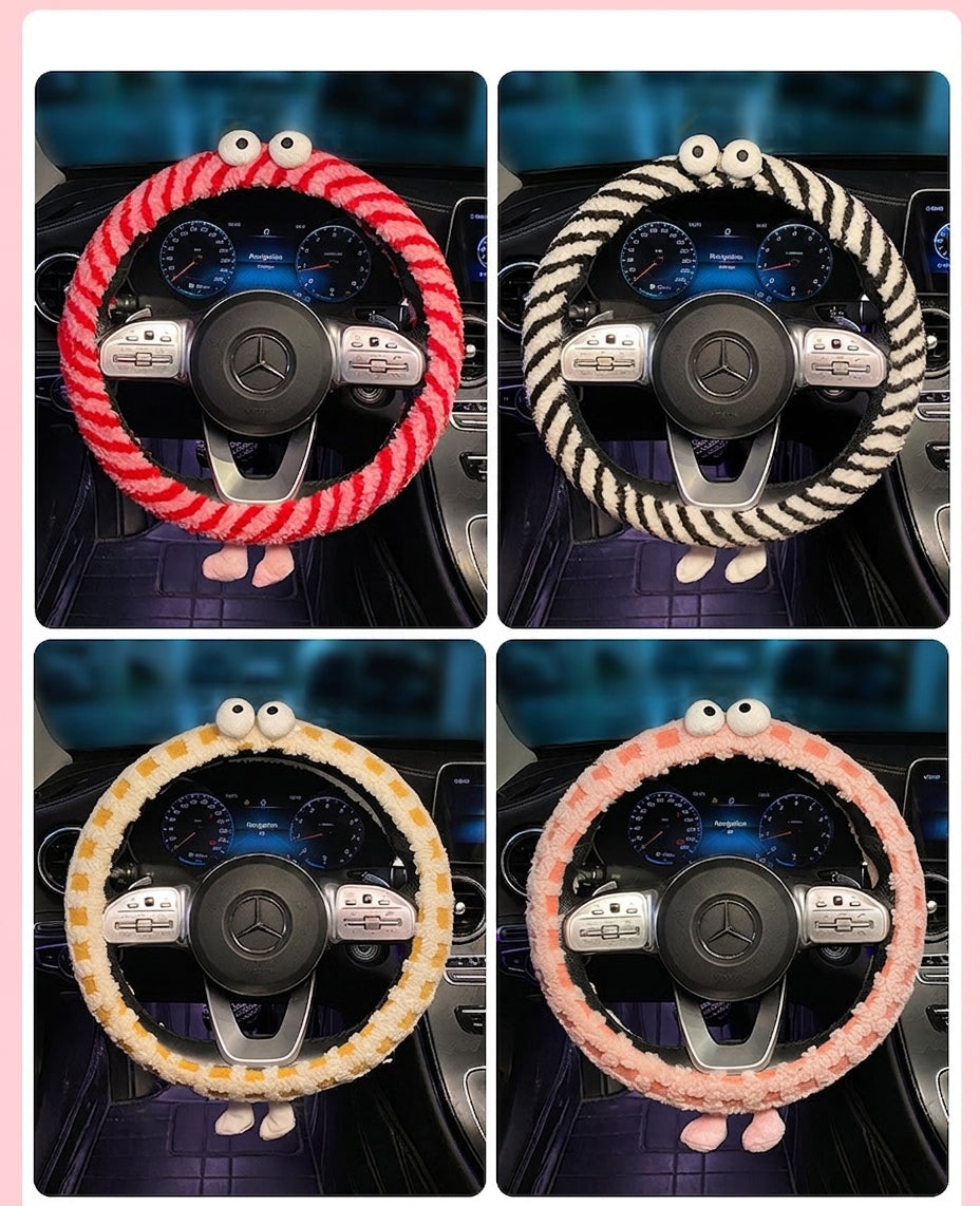 Winter plush steering wheel covers, 2024 new Monster non-slip warm all-season GM heated handlebar covers, women's version
